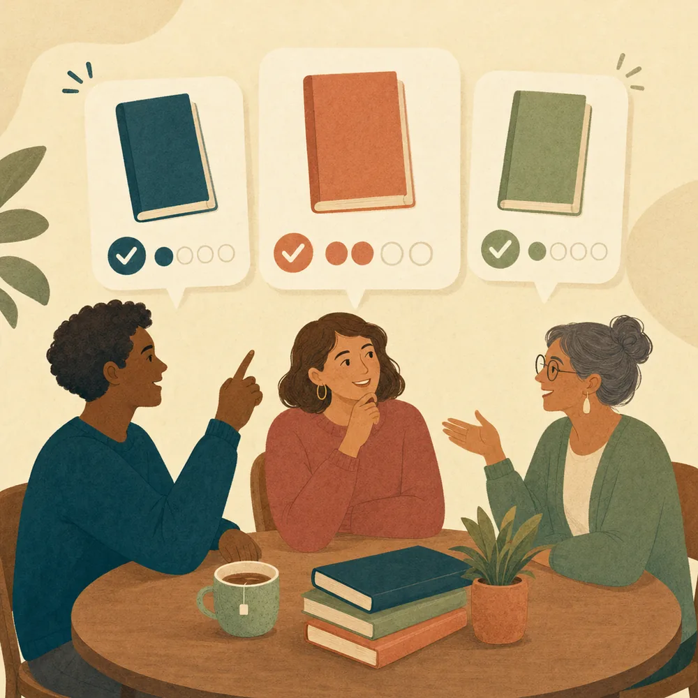 Grupo de leitores acompanhando o progresso de cada livro